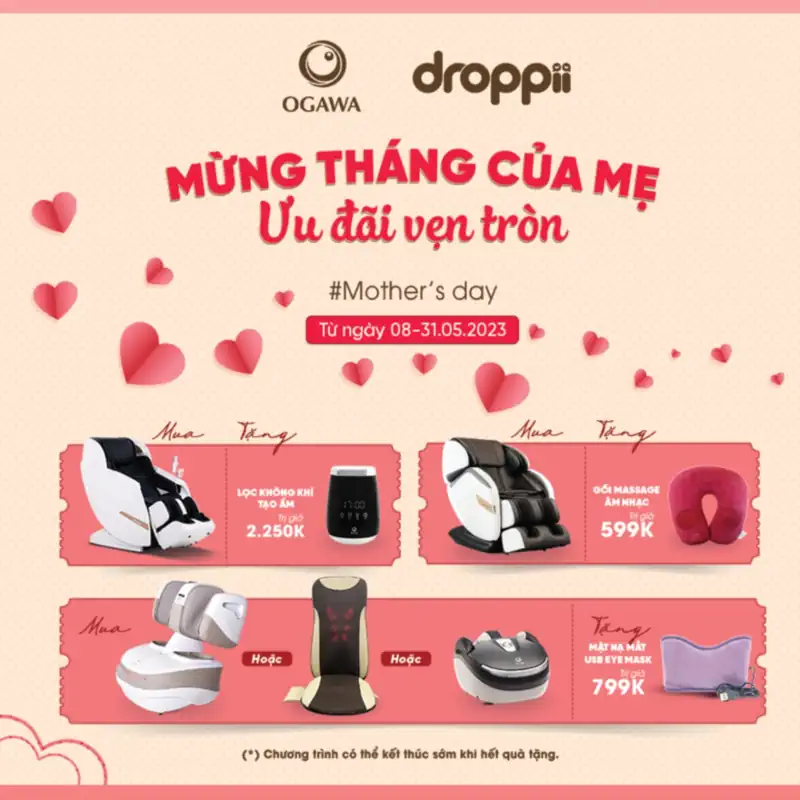 Khuyến mãi Ogawa - Mừng tháng của mẹ, ưu đãi vẹn tròn - Droppii